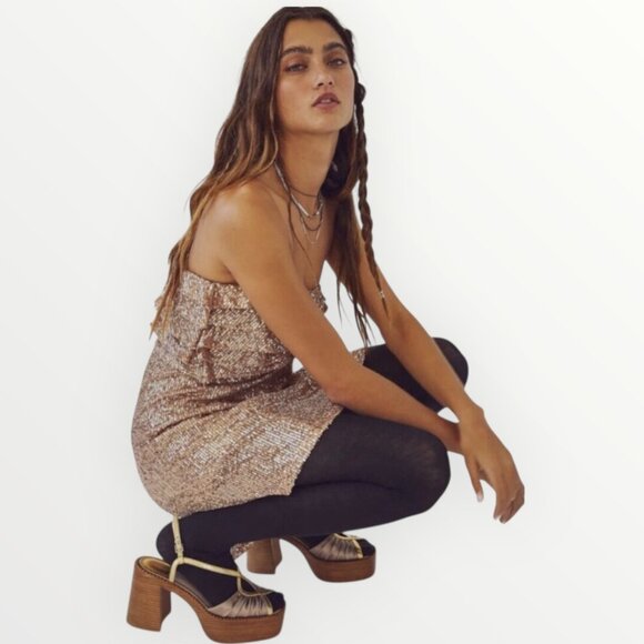 Free People Frida Sequin Strapless Mini Dress - Picture 1 of 12
